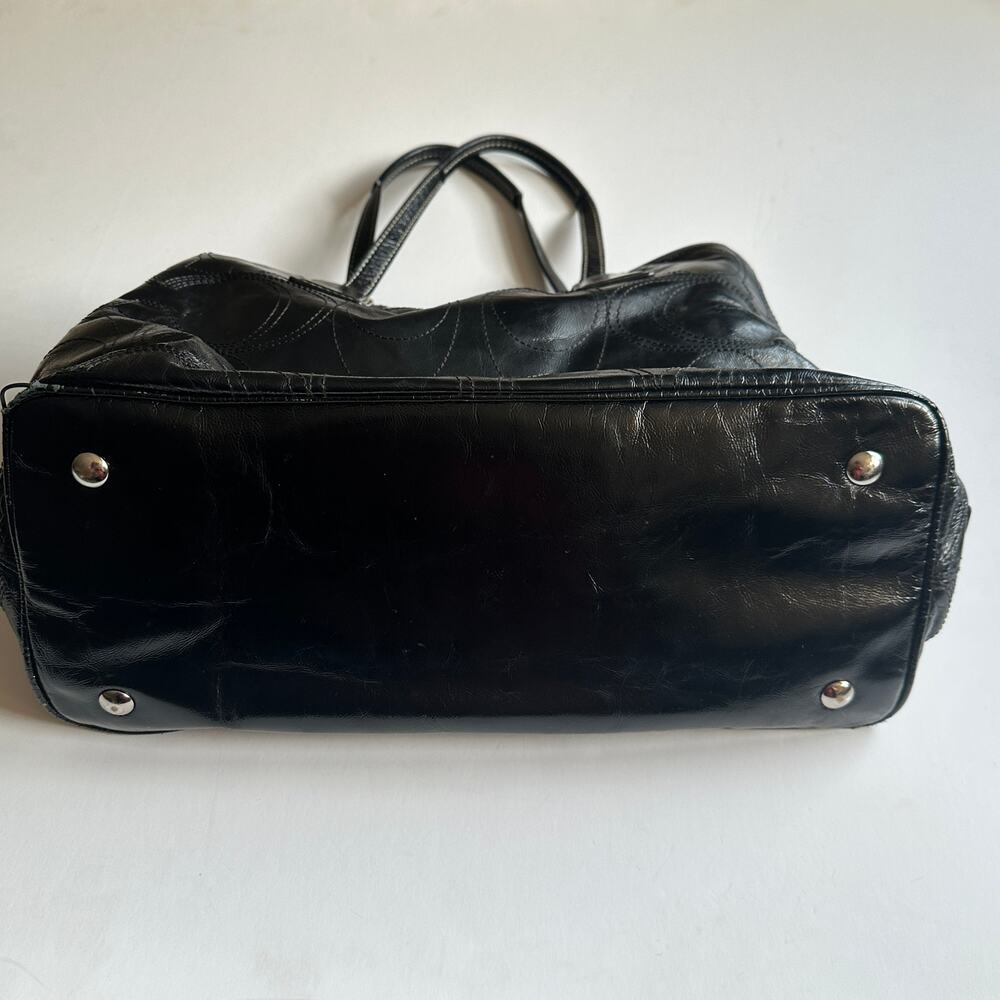 Coach Kisslock Carryall Bag Black Patent Leather Vintage Shoulder Purse F15658 - Picture 3 of 12